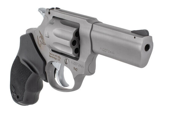 Taurus 942 22LR 8 Round Revolver has a matte stainless steel barrel and frame